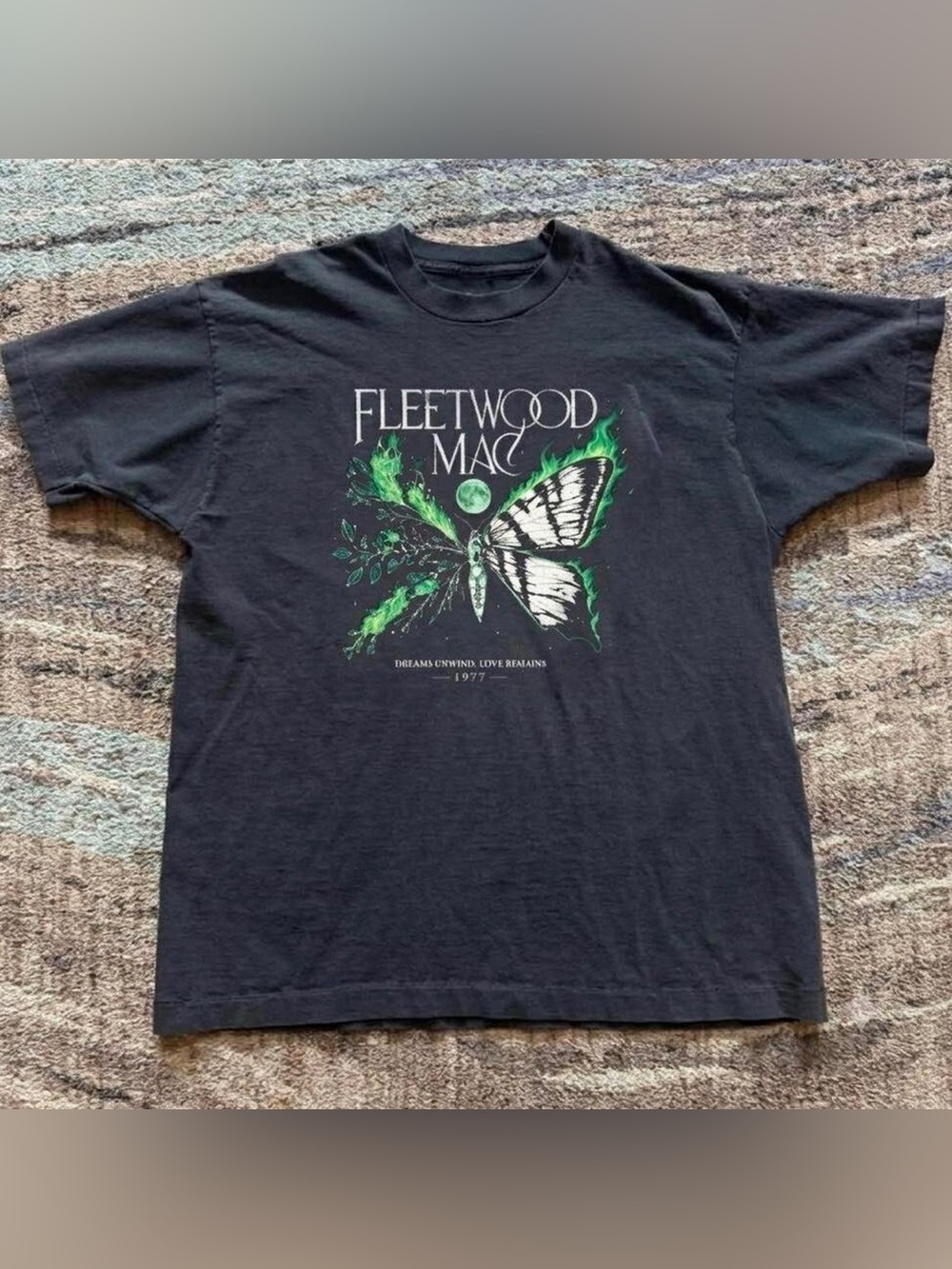 Black Graphic Tee with Green Accent